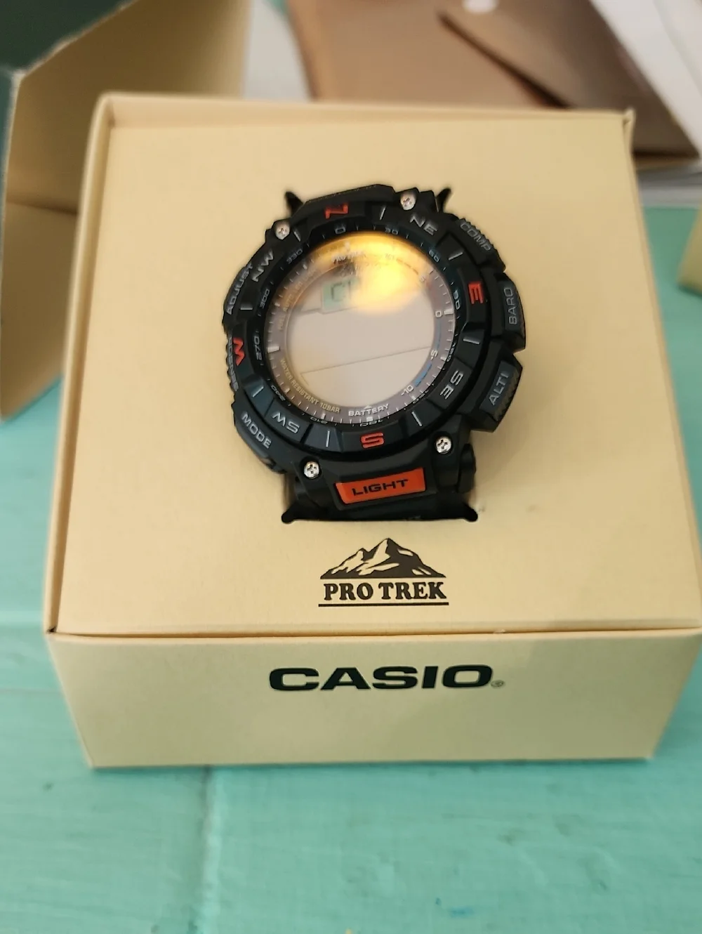 Casio Pro Trek Watch in Black with Orange Accents